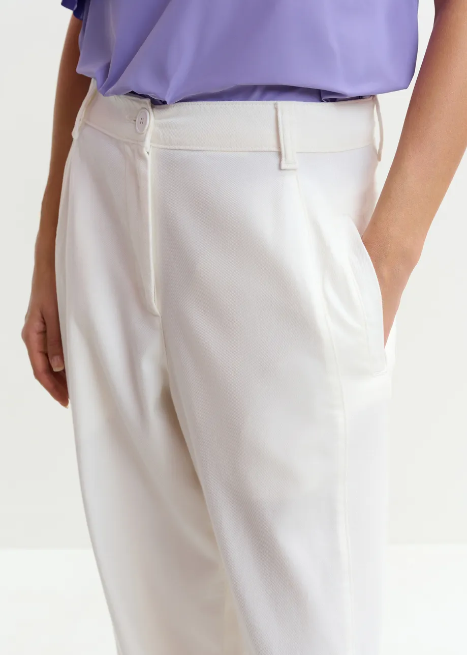 Off-white organic cotton wide-leg pants