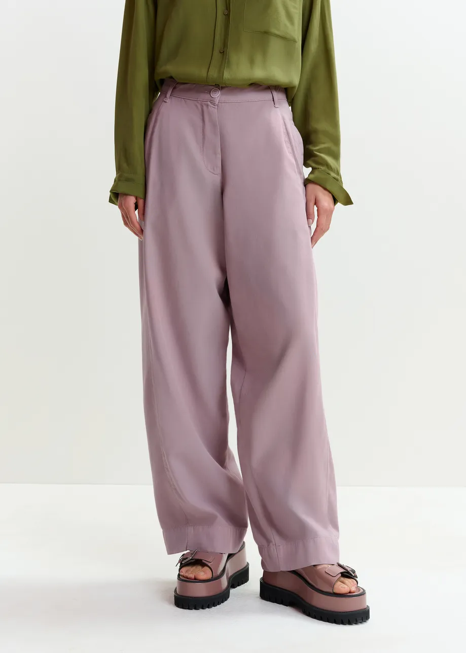 Light purple organic cotton wide-leg pants