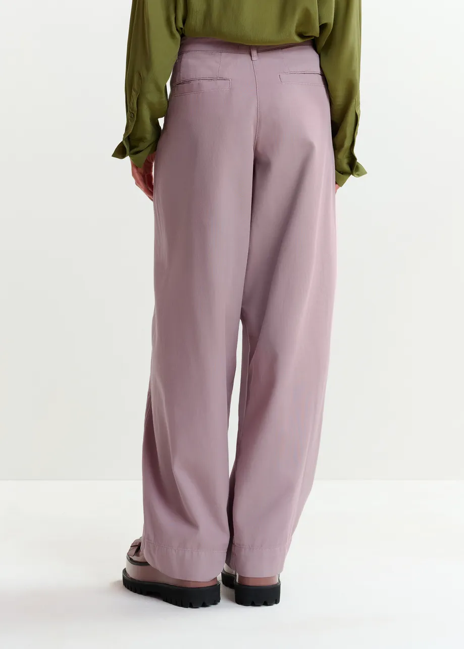 Light purple organic cotton wide-leg pants