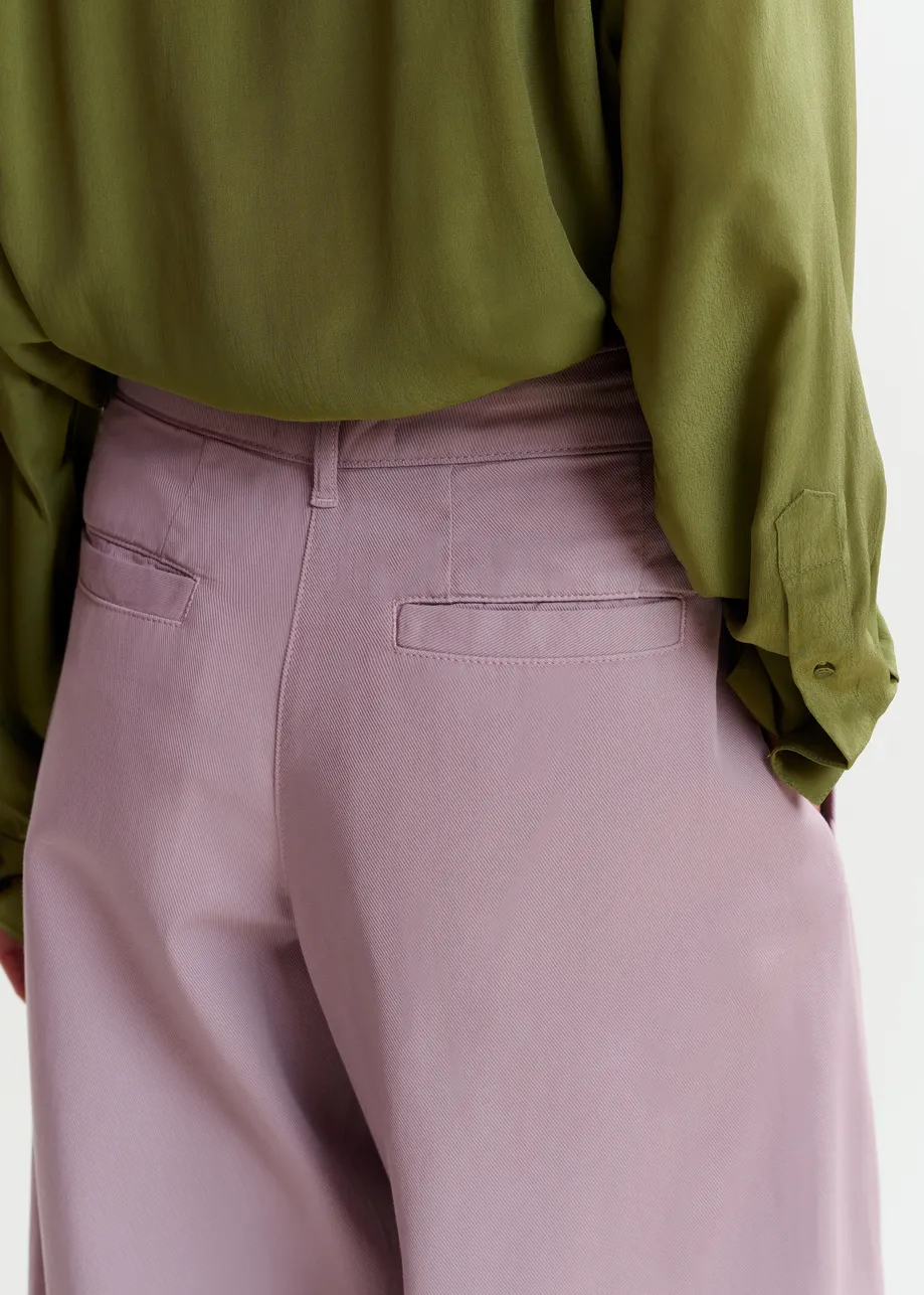 Light purple organic cotton wide-leg pants