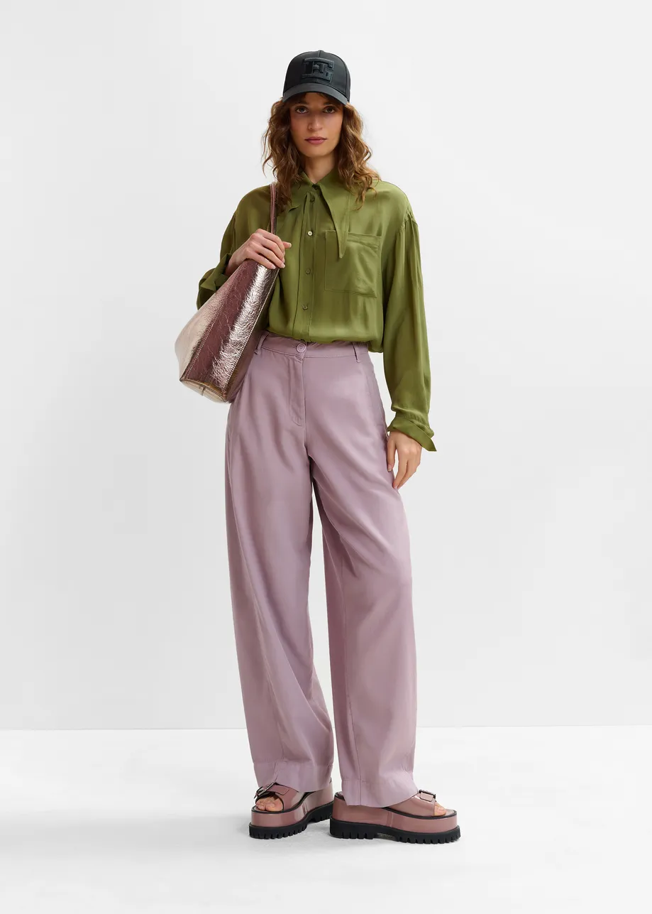 Light purple organic cotton wide-leg pants