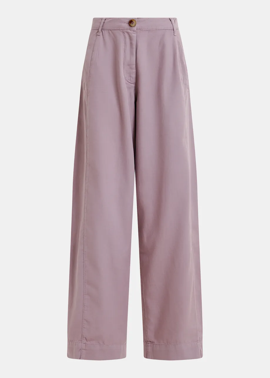 Light purple organic cotton wide-leg pants