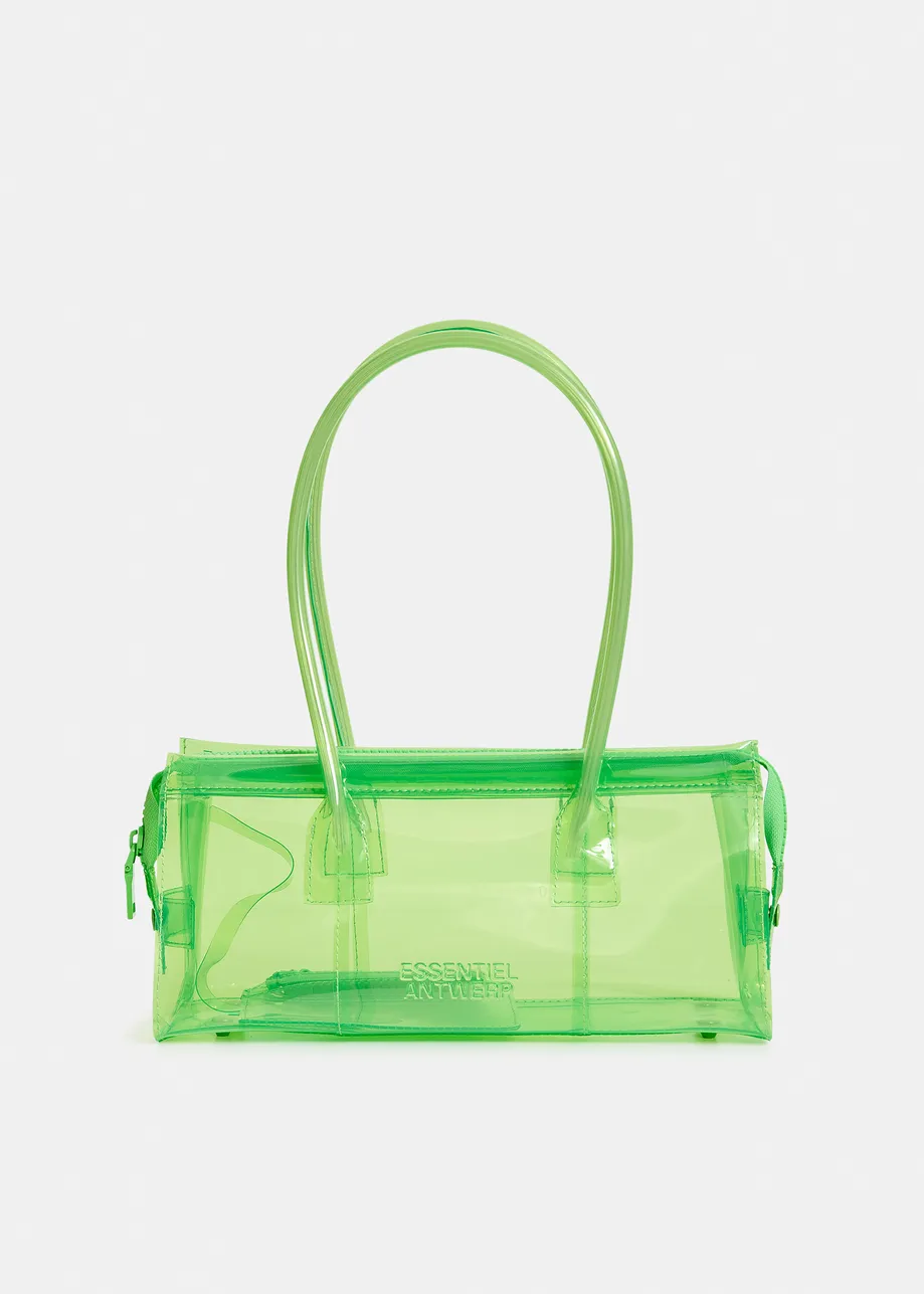 Green clear shoulder bag with top handles