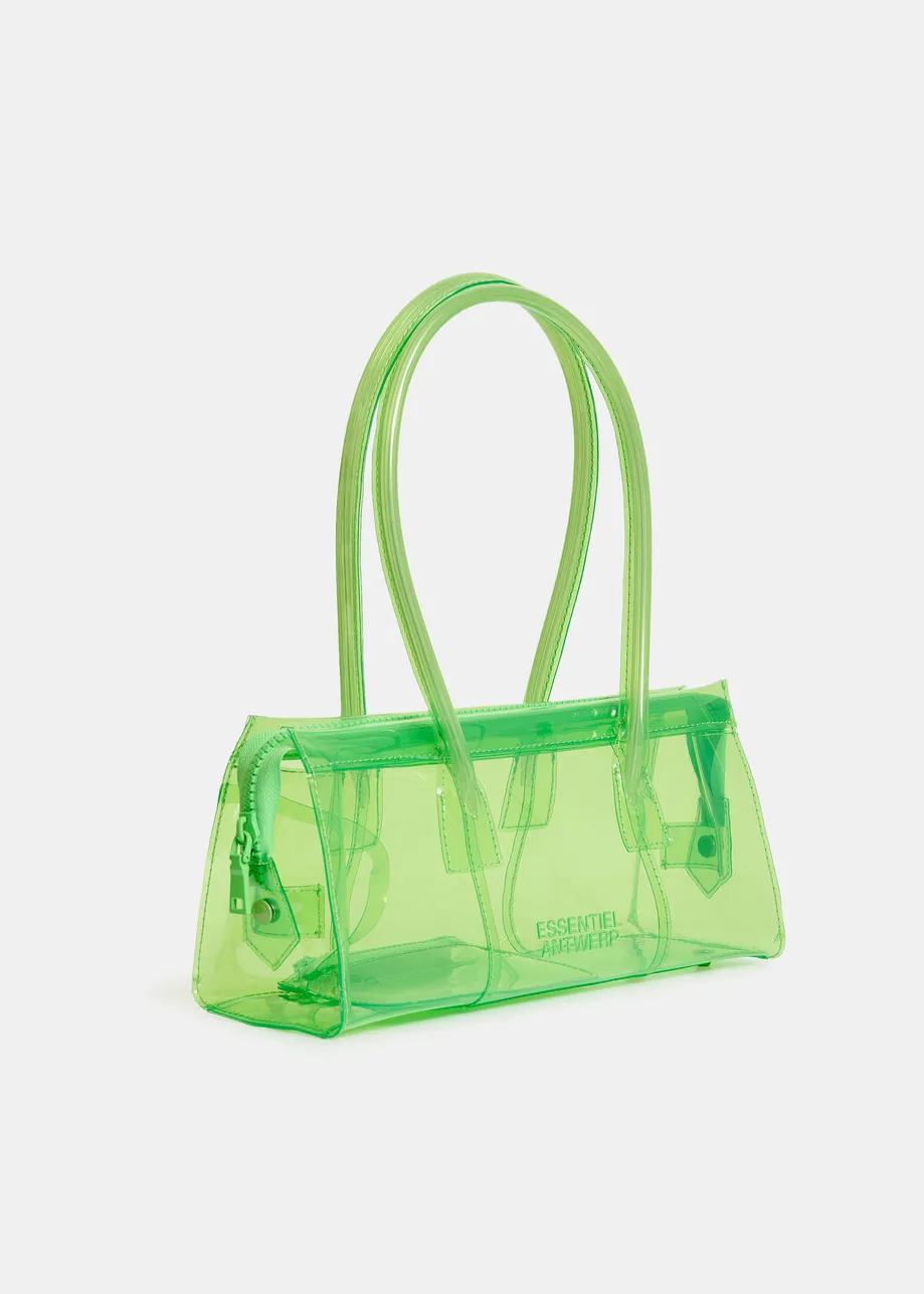 Green clear shoulder bag with top handles