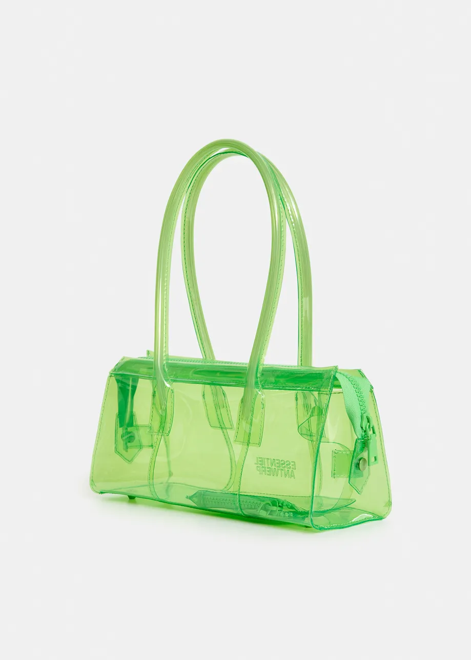 Green clear shoulder bag with top handles