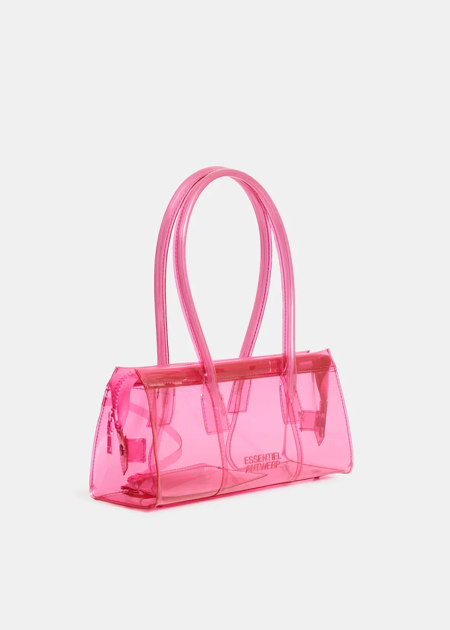 Pink clear shoulder bag with top handles