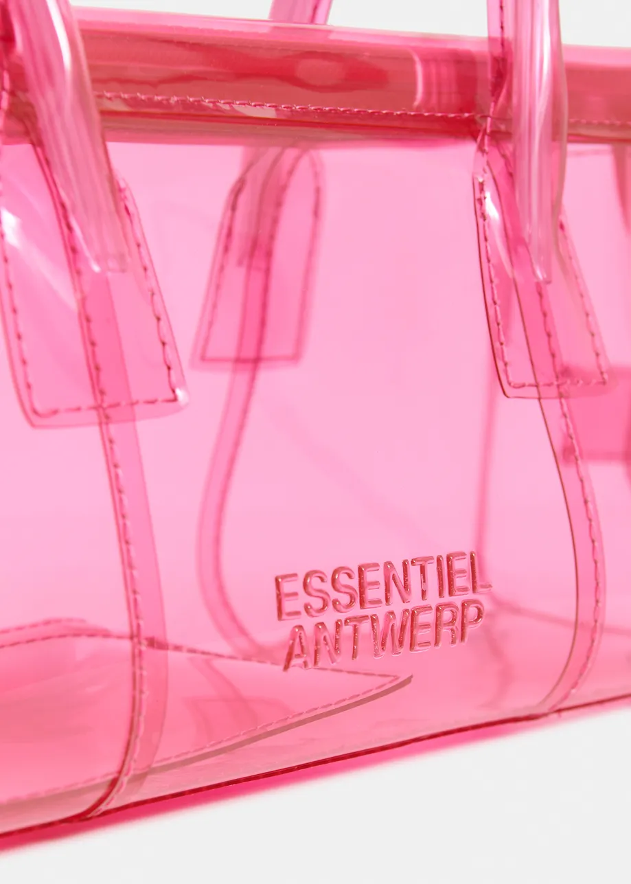 Pink clear shoulder bag with top handles