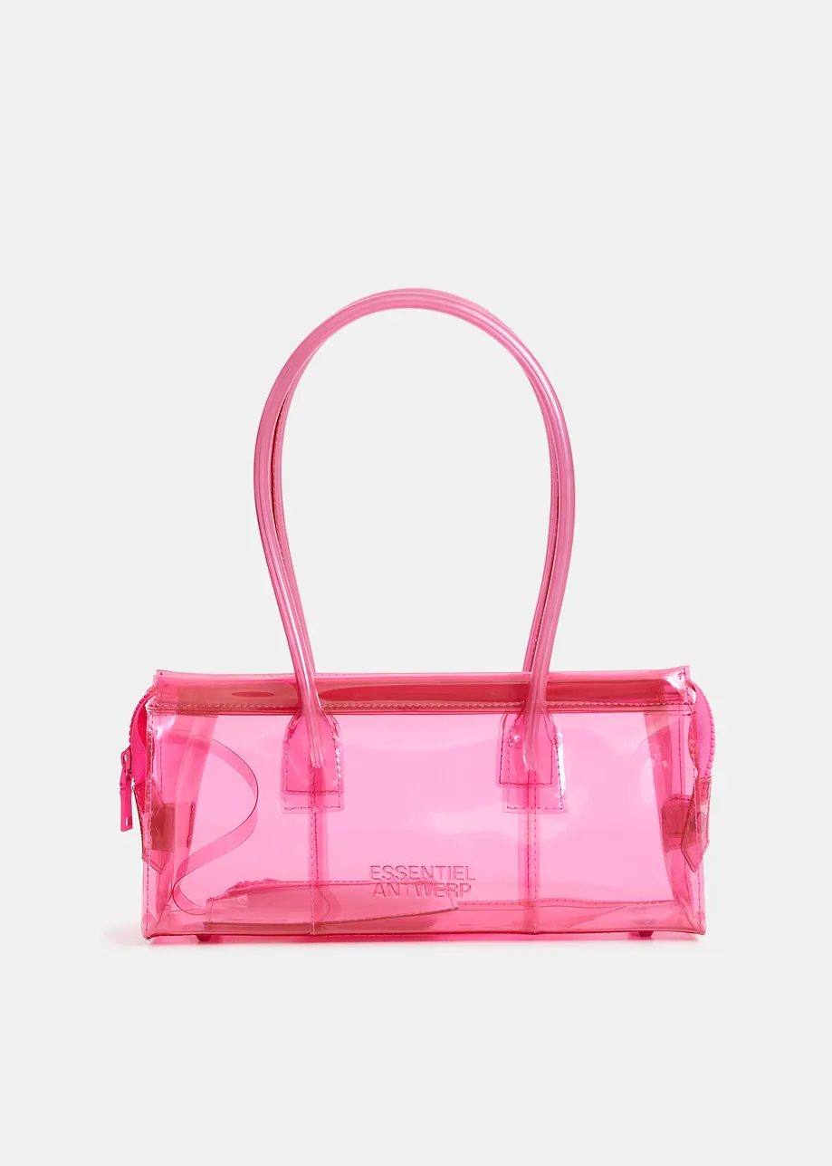 Pink clear shoulder bag with top handles
