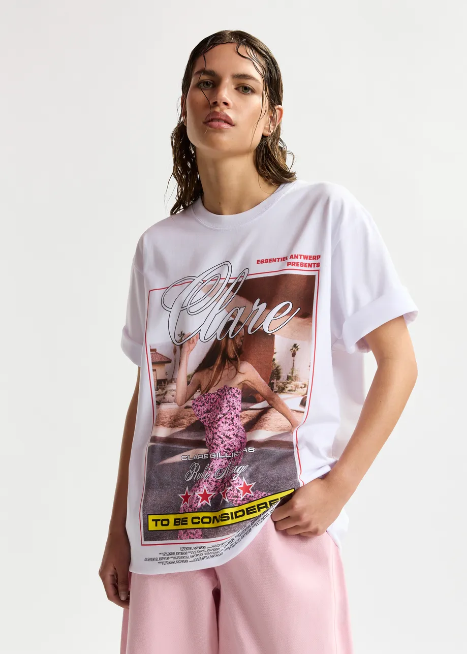 “Clare – To Be Considered” exclusive merch white cotton T-shirt