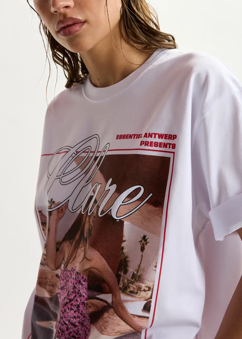 “Clare – To Be Considered” exclusive merch white cotton T-shirt