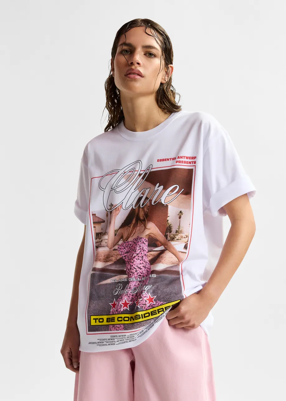 “Clare – To Be Considered” exclusive merch white cotton T-shirt