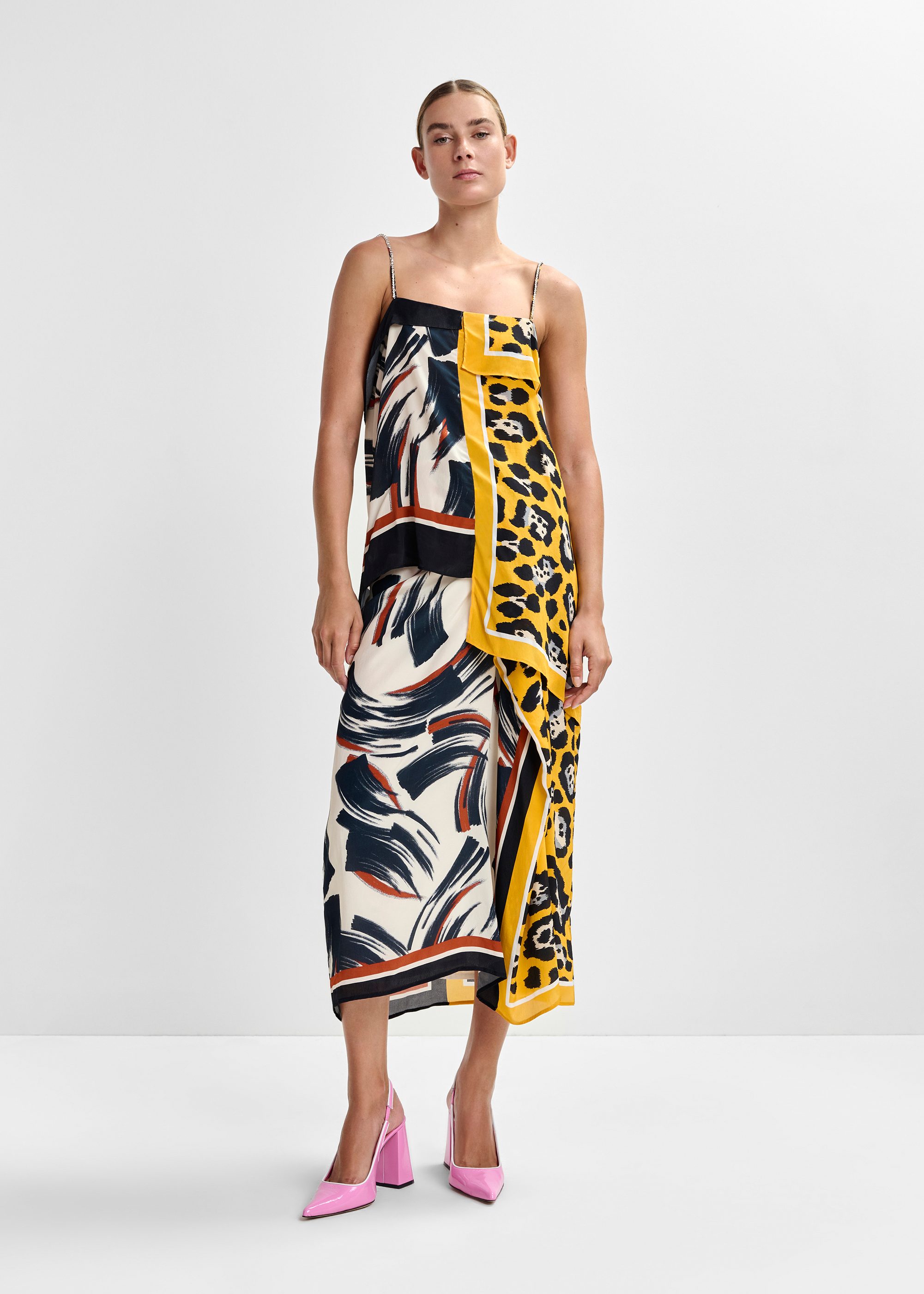 Multicolor printed draped midi skirt | Essentiel Antwerp United States