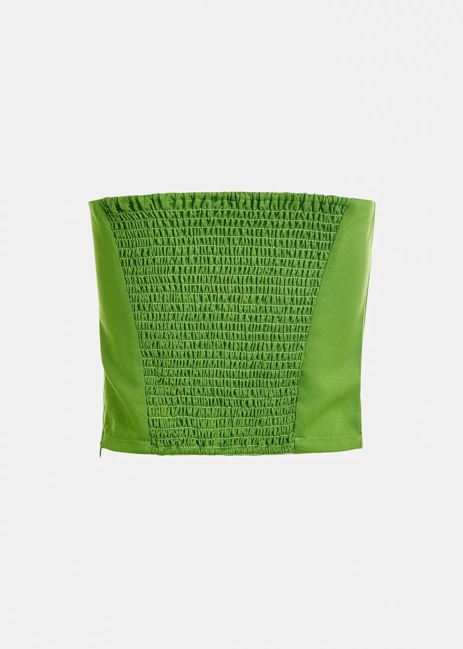 Groene voorgevormde bustiertop met gesmokte rug