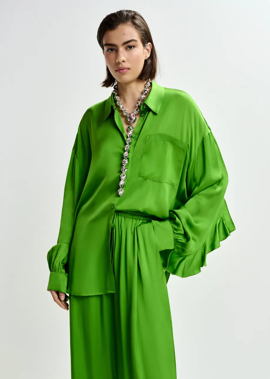Groen oversized overhemd met volant