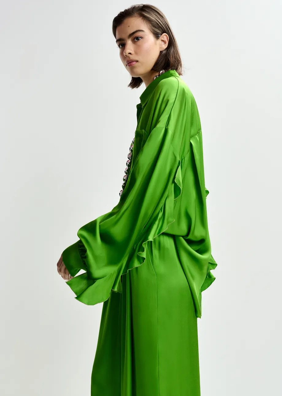 Groen oversized overhemd met volant