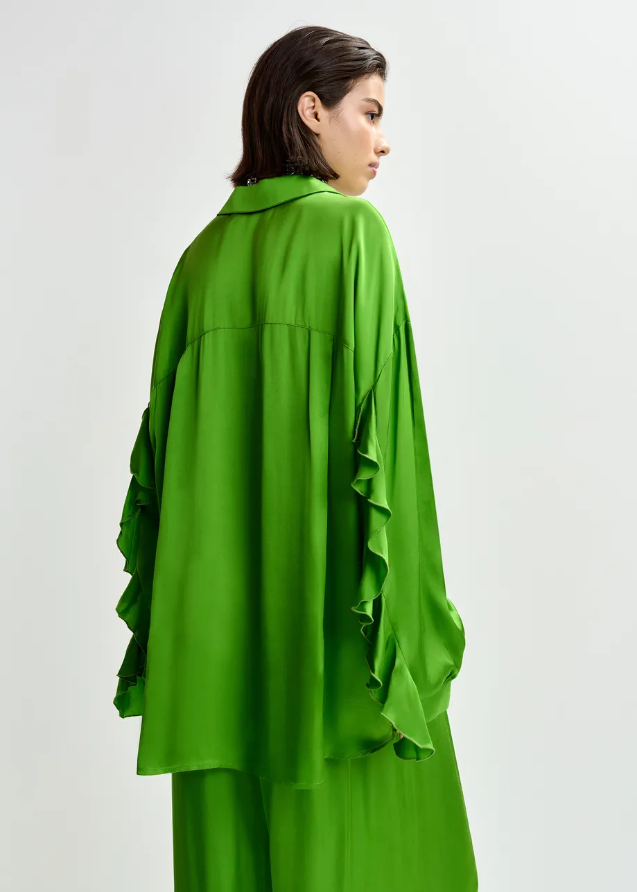 Groen oversized overhemd met volant