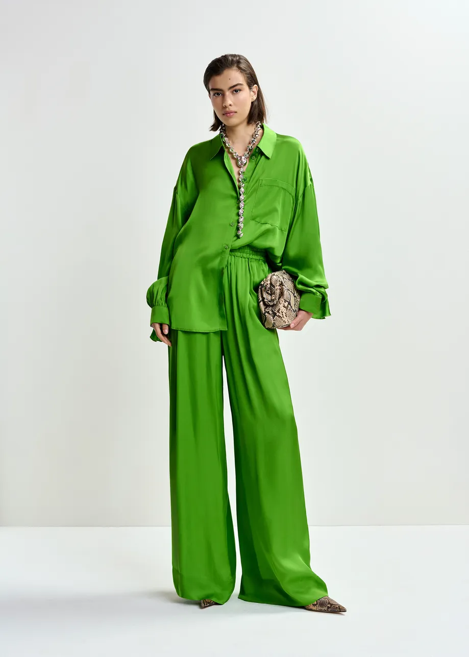 Groen oversized overhemd met volant