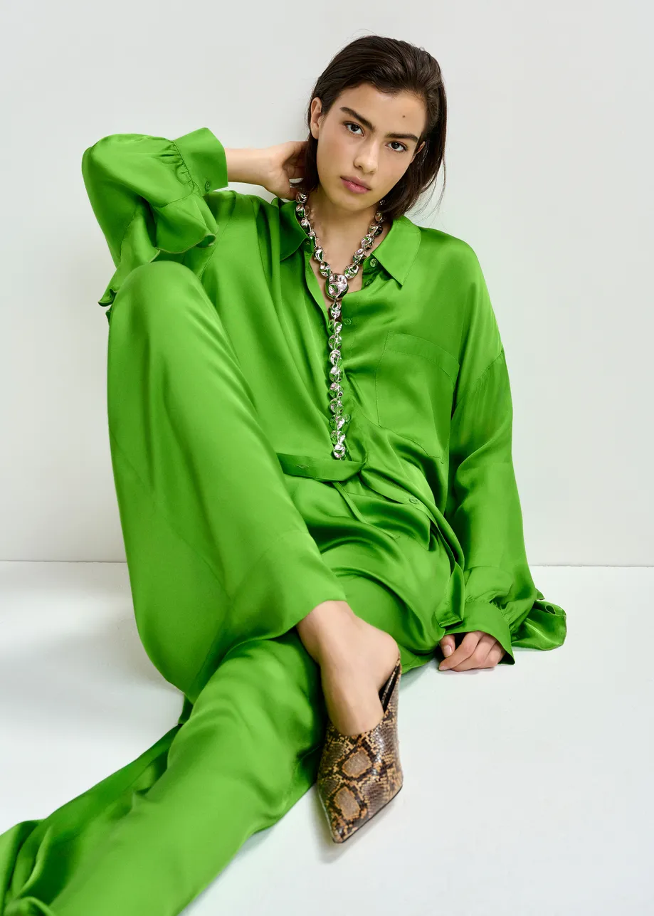 Groen oversized overhemd met volant
