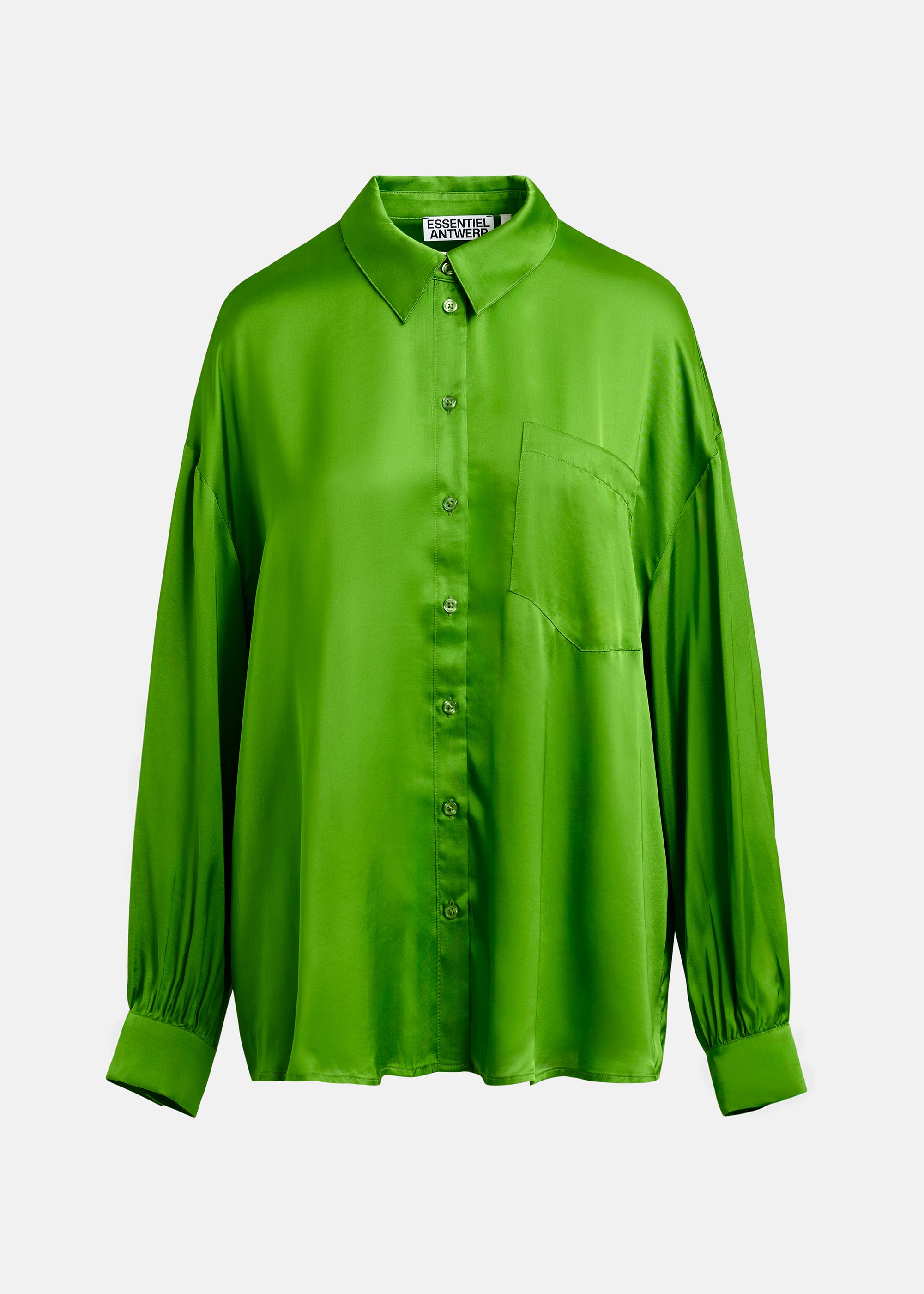 Khaki oversized tie-collar shirt | Essentiel Antwerp United States