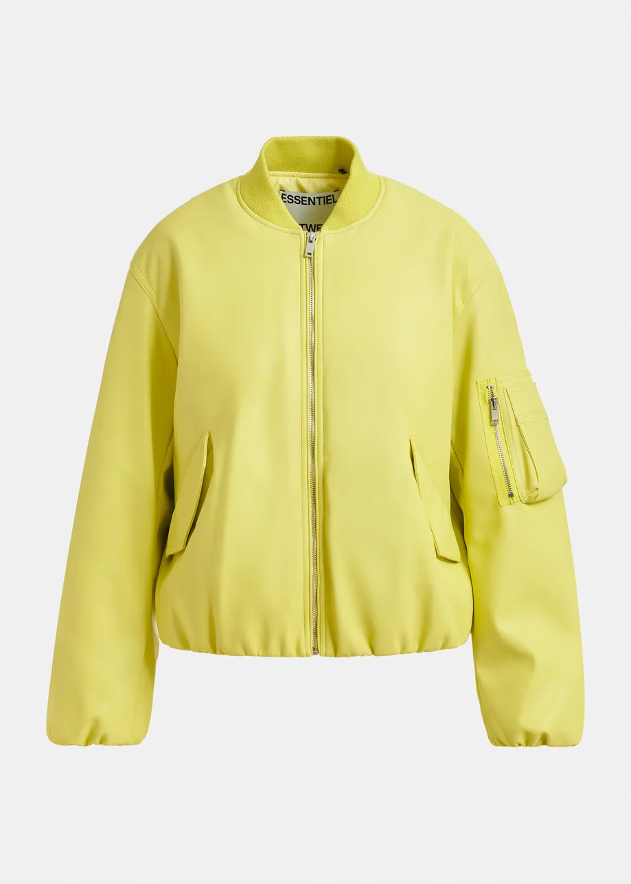 Yellow oversized cropped bomber jacket
