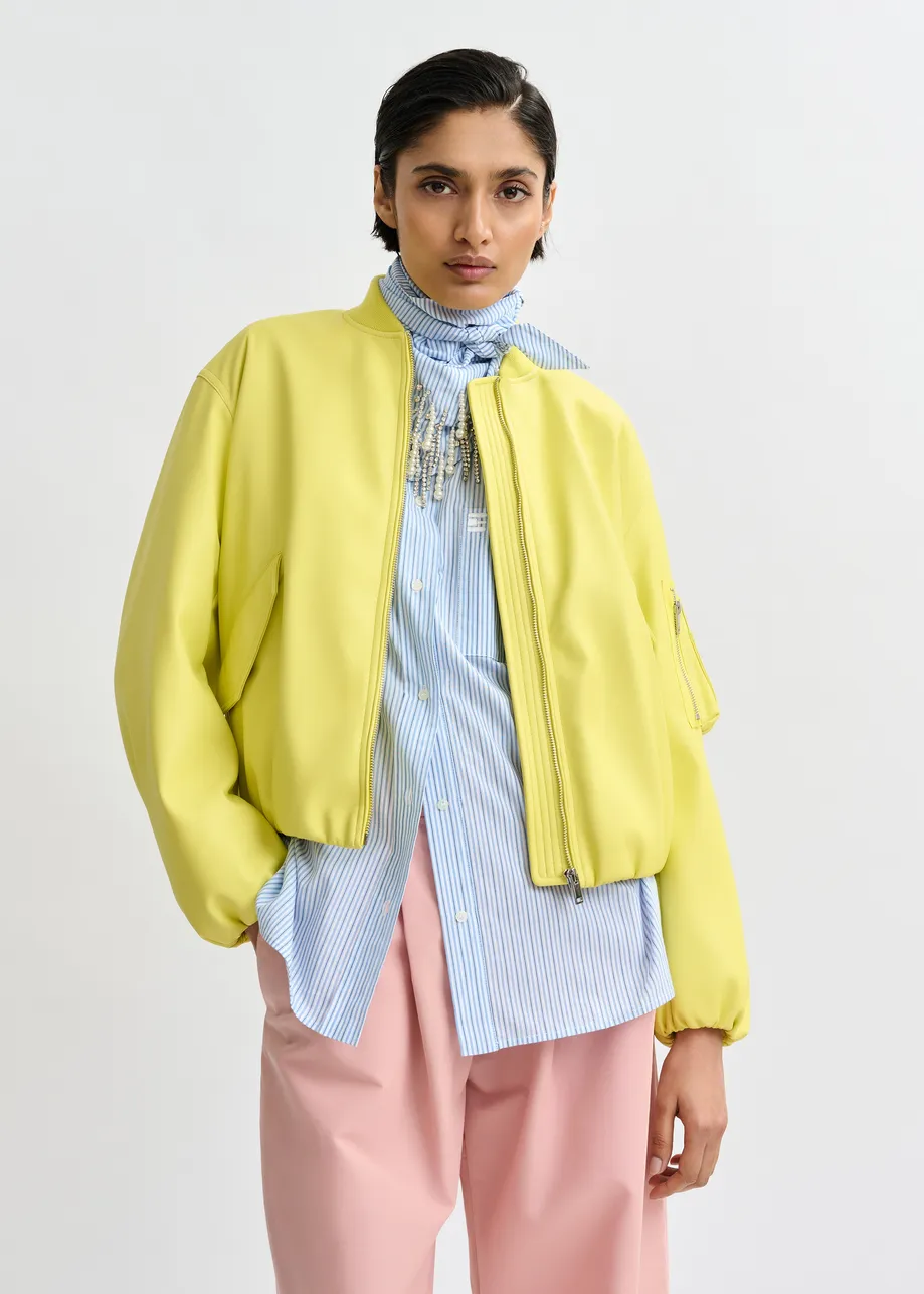 Yellow oversized cropped bomber jacket
