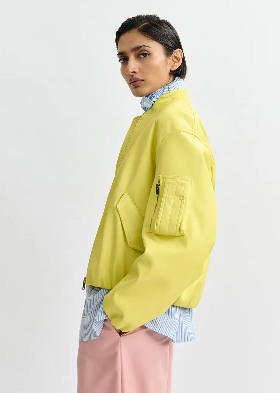 Yellow oversized cropped bomber jacket