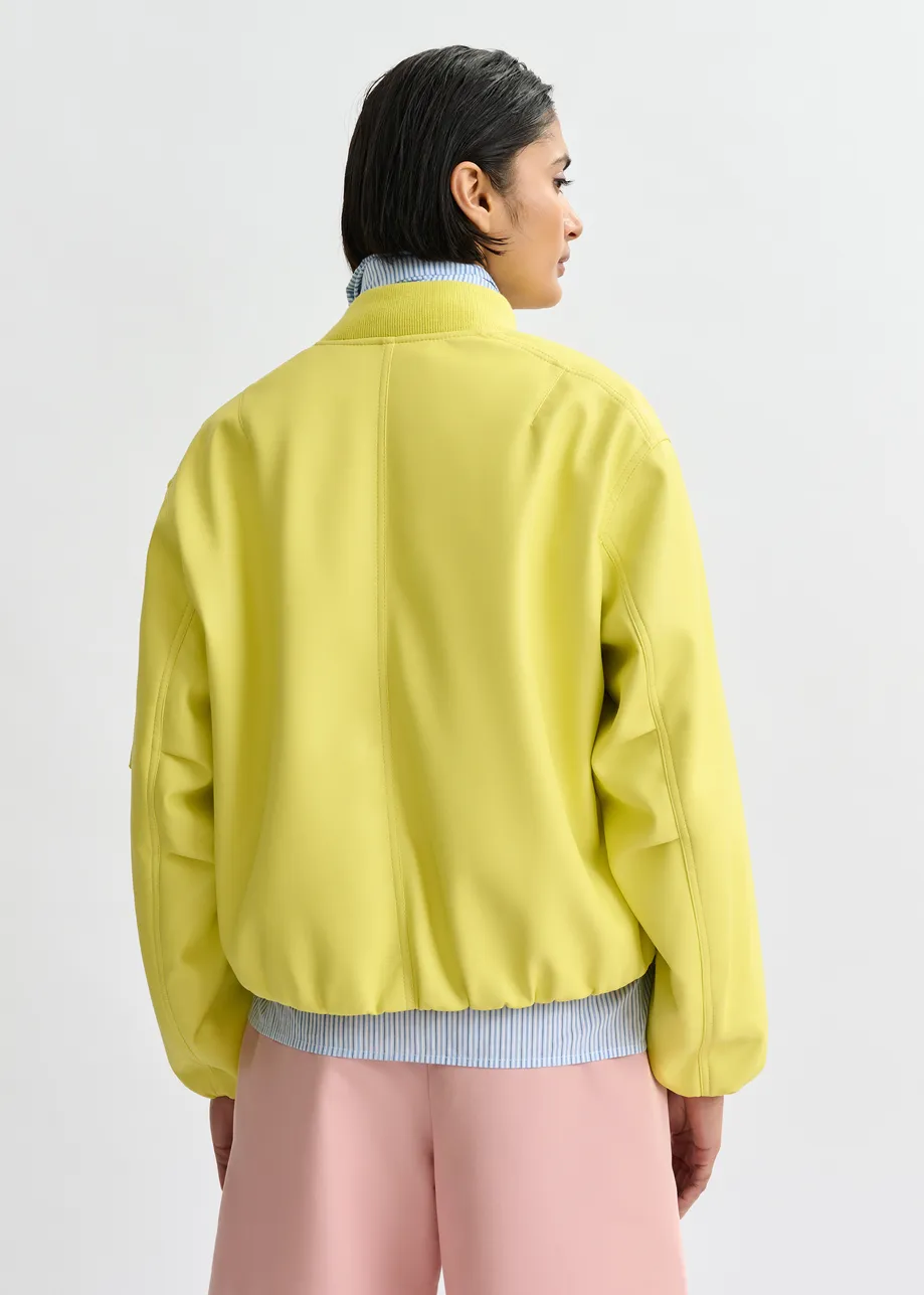 Yellow oversized cropped bomber jacket