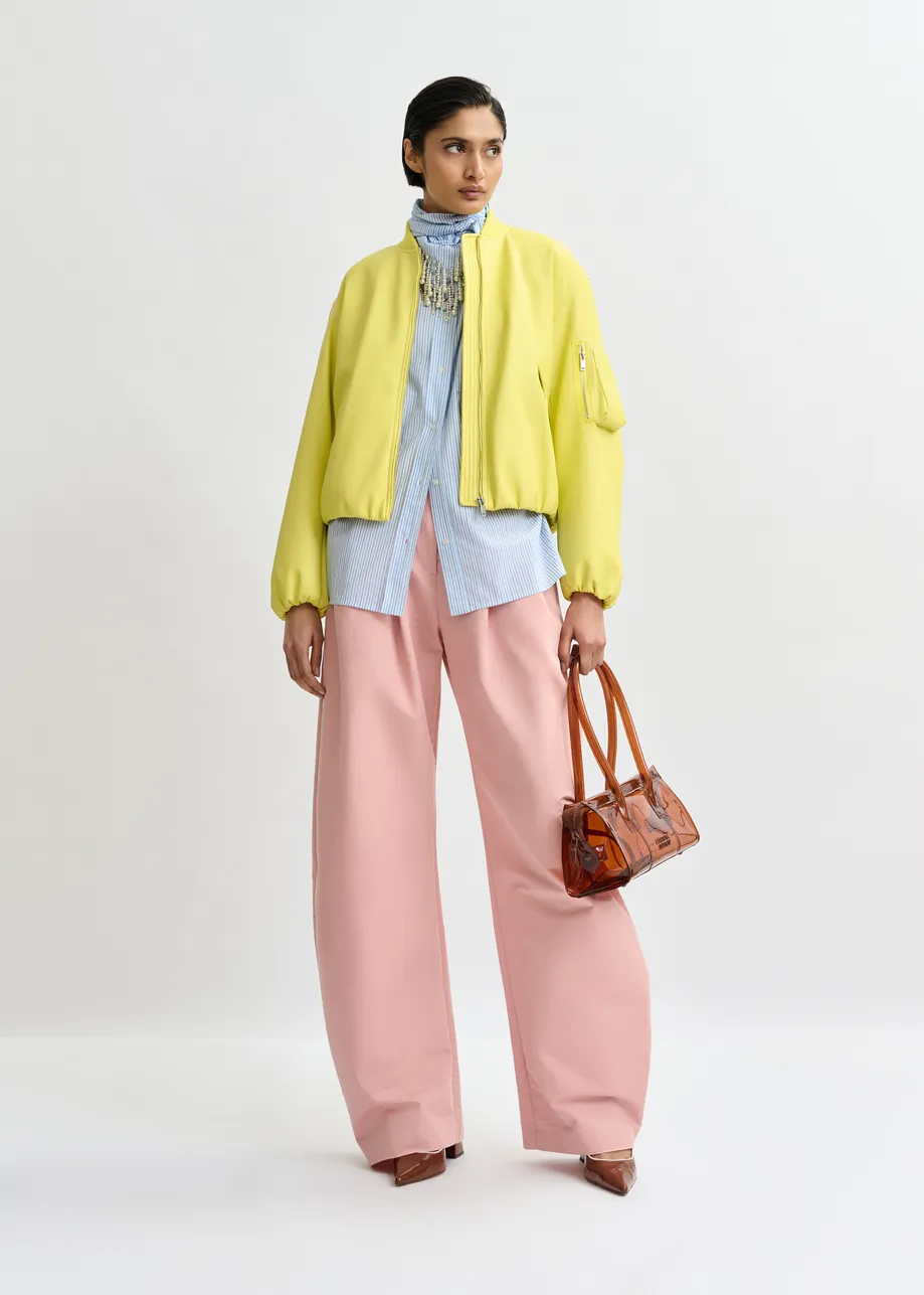 Yellow oversized cropped bomber jacket