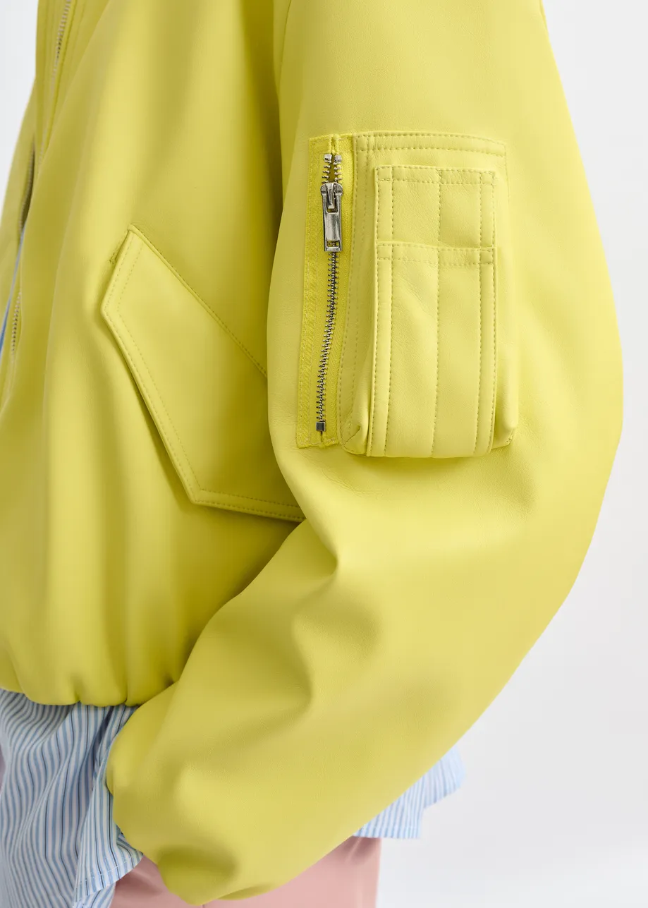 Yellow oversized cropped bomber jacket