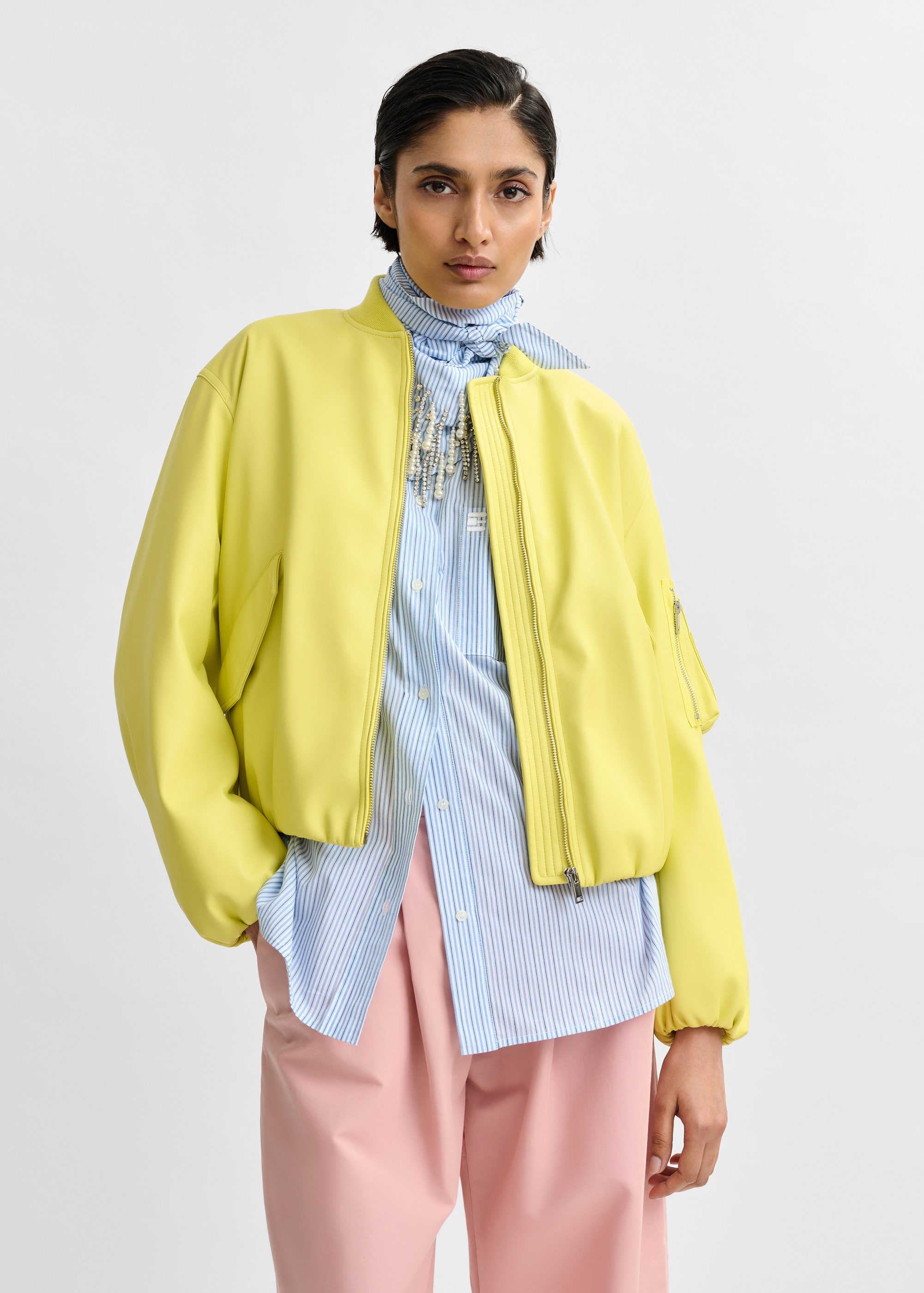 Oversized bouclé jacket with trim detailing | Essentiel Antwerp