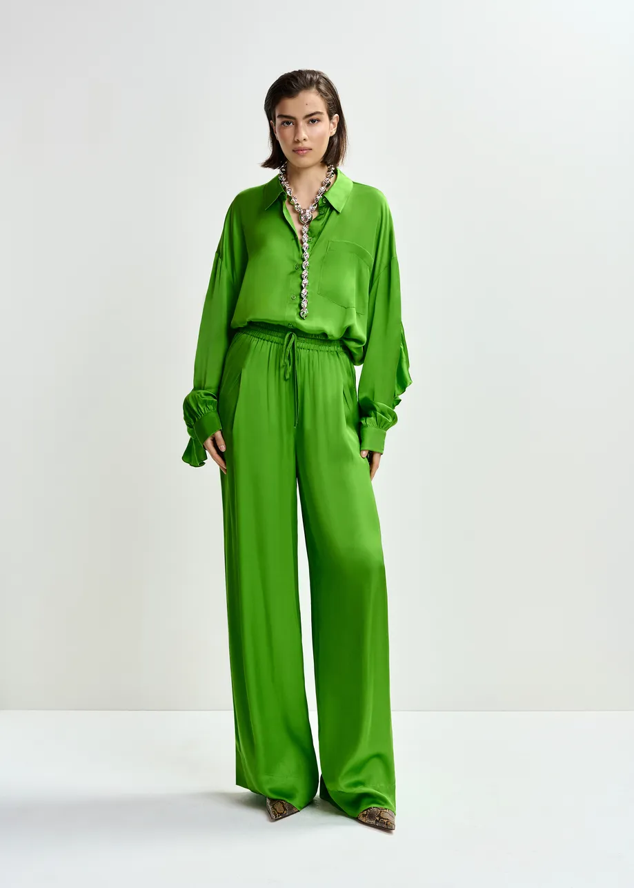 Groene broek met brede pijp