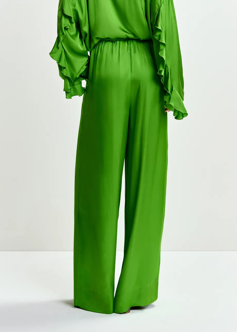 Groene broek met brede pijp
