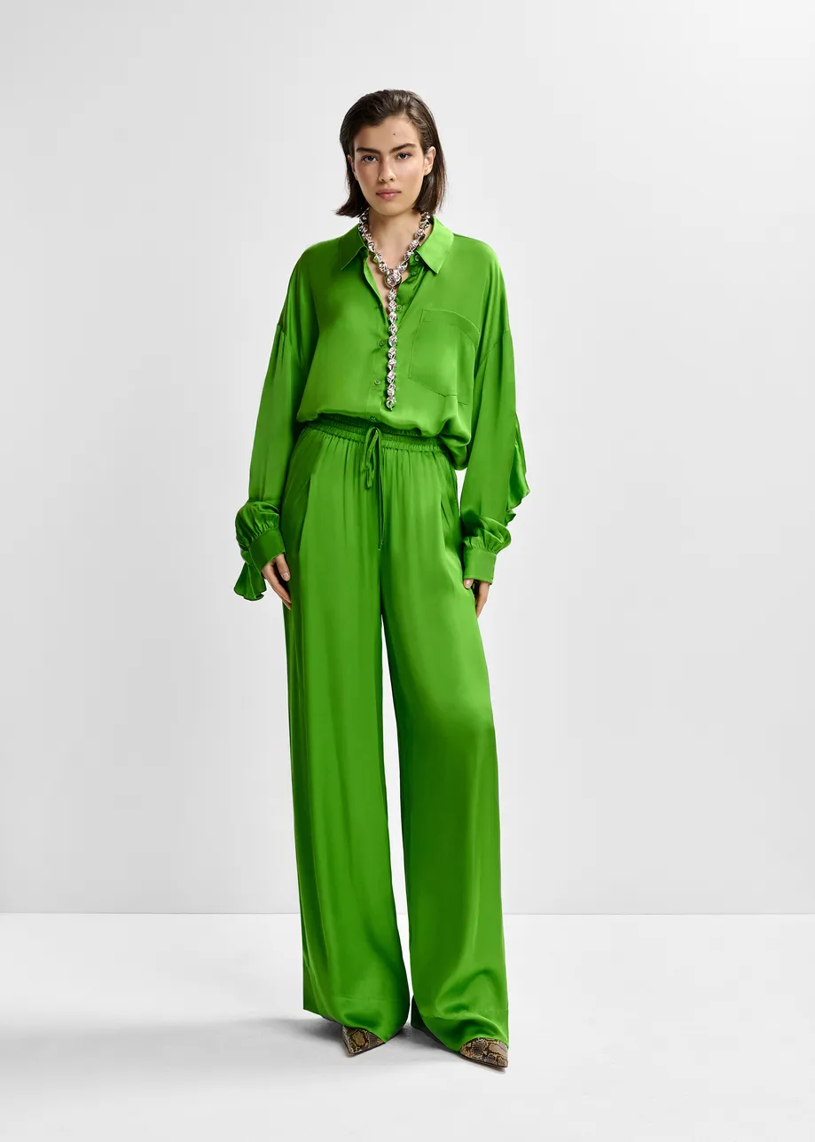 Green wide-leg pants