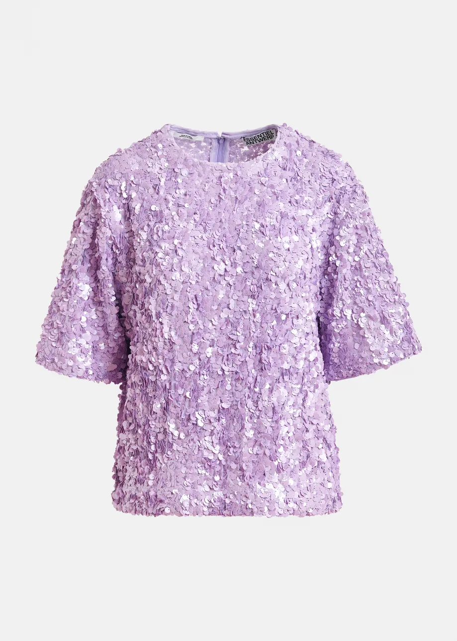 Top bordado con lentejuelas, morado 