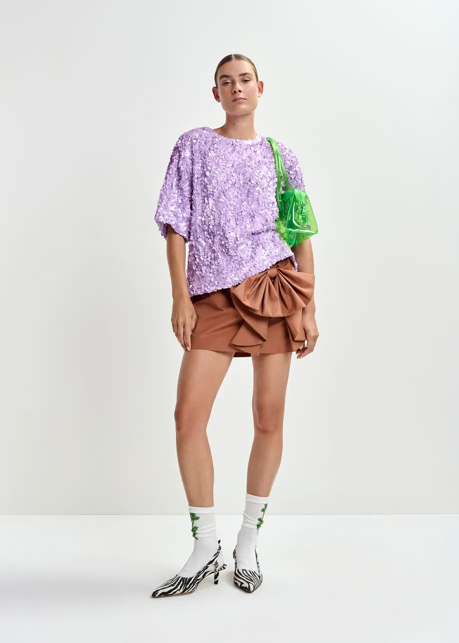 Top bordado con lentejuelas, morado 