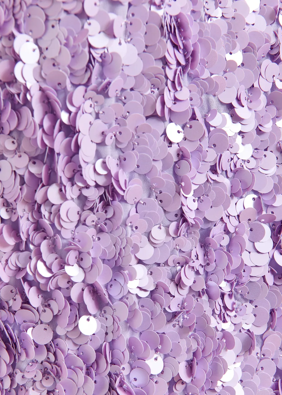 Top bordado con lentejuelas, morado 