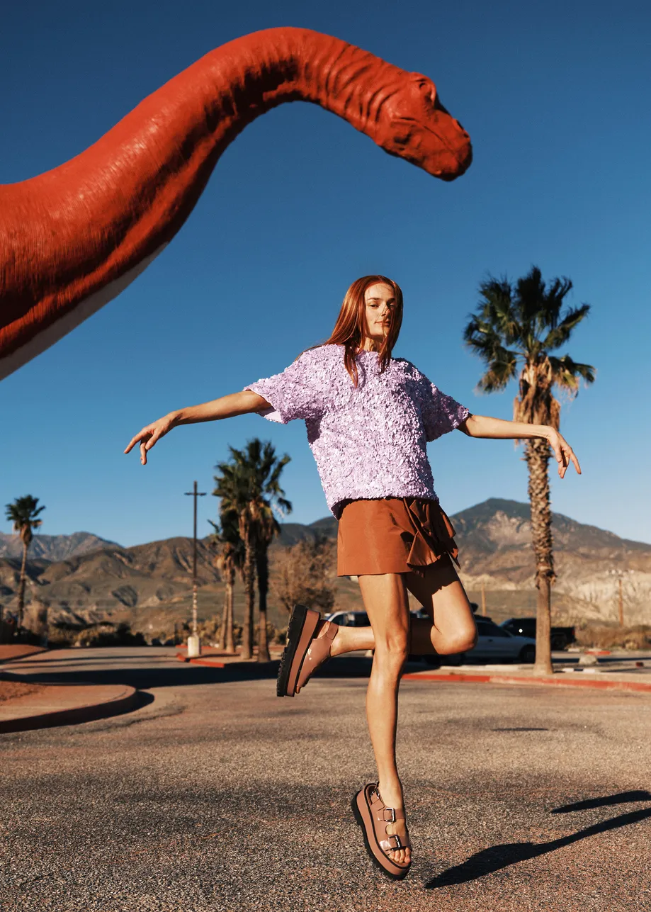 Top bordado con lentejuelas, morado 