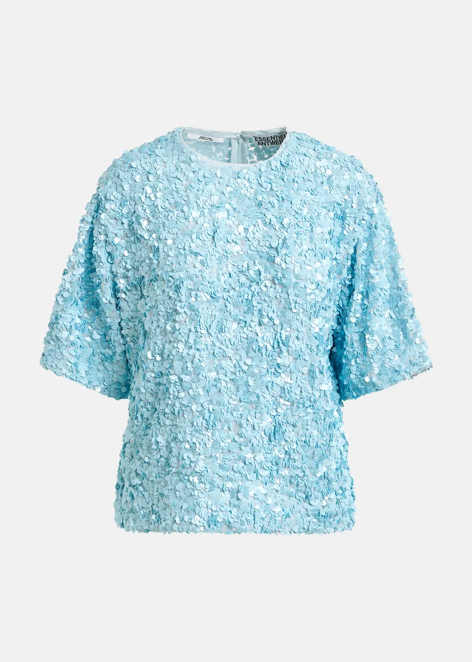 Top à paillettes bleu clair 
