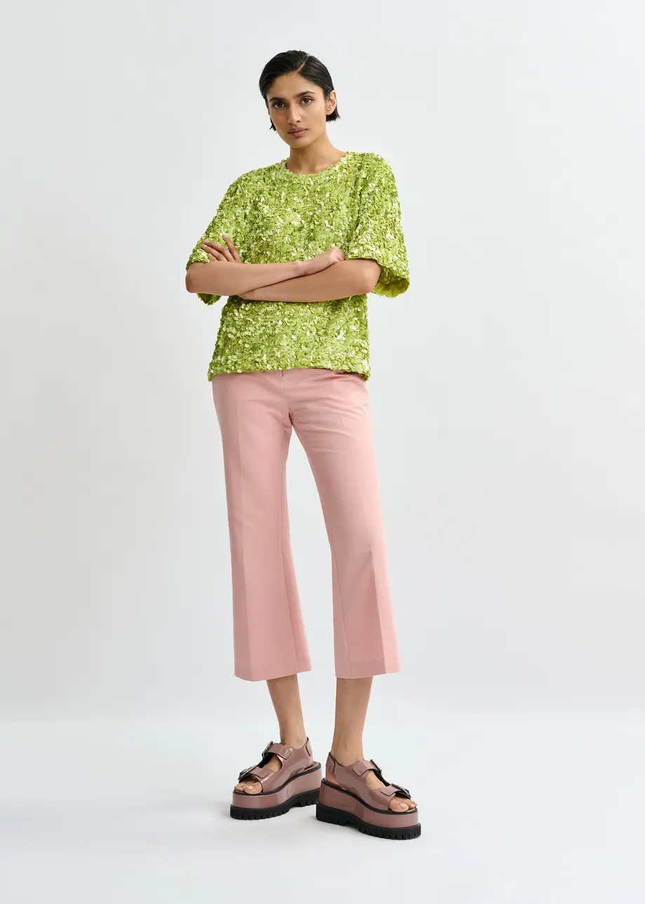 Top bordado con lentejuelas, verde 