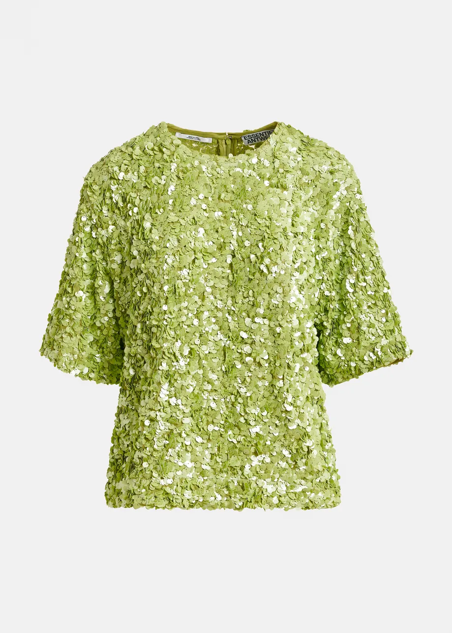 Top à paillettes vert 