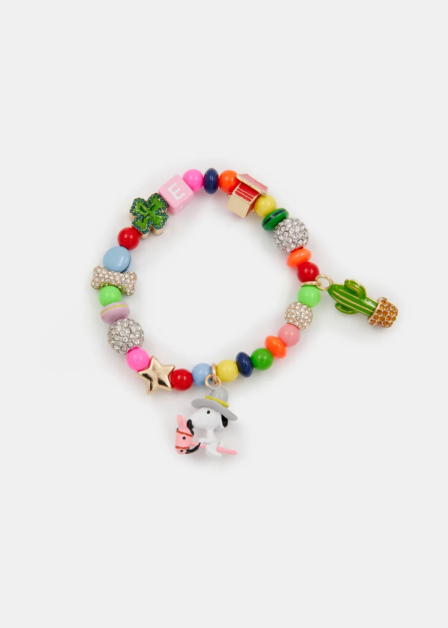 Multicolor beaded bracelet with Peanuts™ character charms