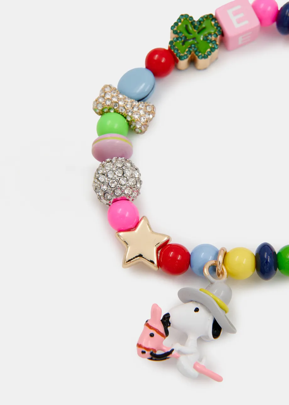 Multicolor beaded bracelet with Peanuts™ character charms