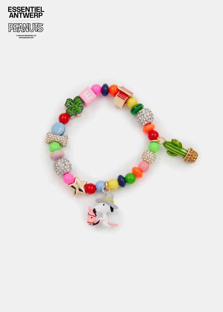 Meerkleurige kralen armband met Peanuts™ bedels