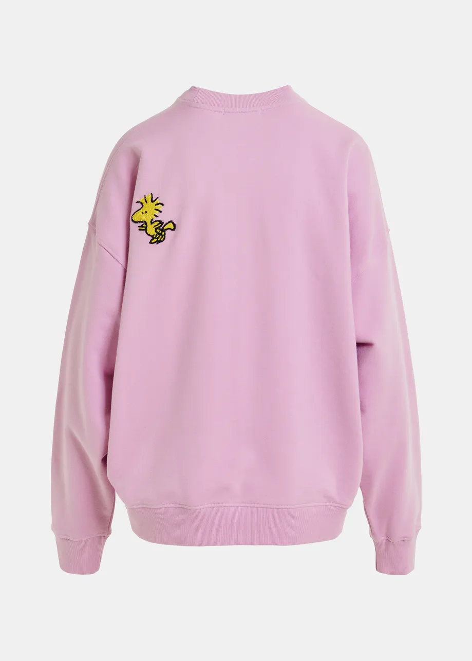 Lilac cotton sweatshirt with Peanuts™ Snoopy motif