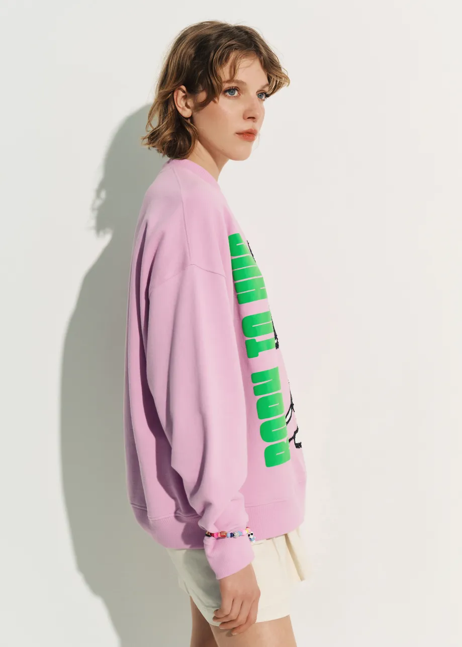 Lilac cotton sweatshirt with Peanuts™ Snoopy motif