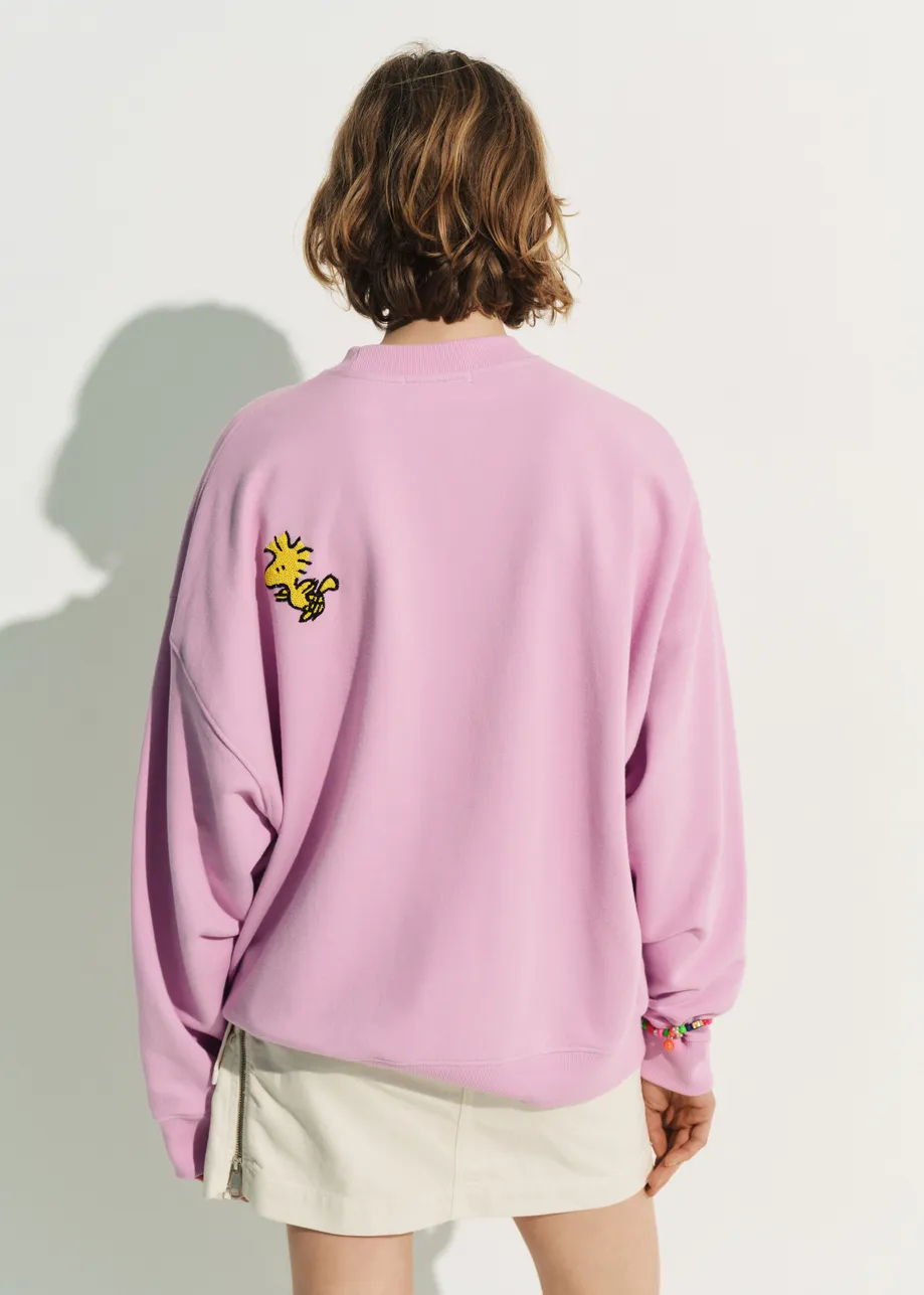 Lilac cotton sweatshirt with Peanuts™ Snoopy motif