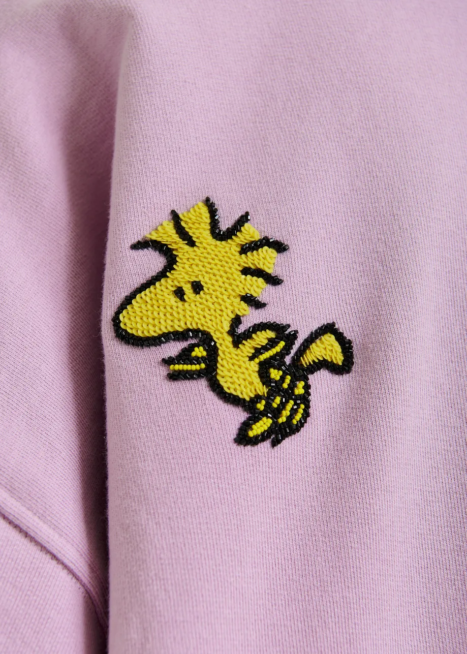 Lilac cotton sweatshirt with Peanuts™ Snoopy motif