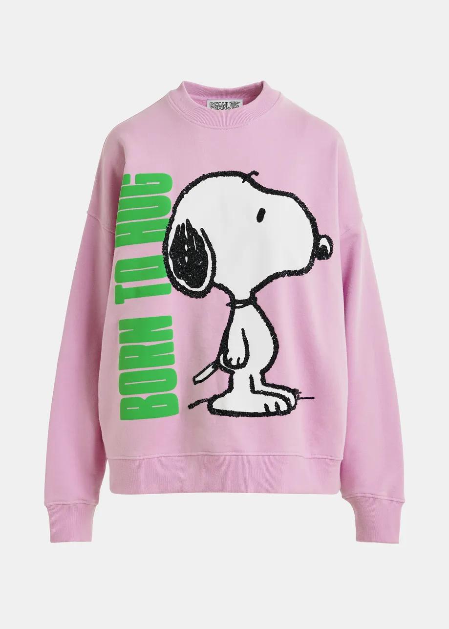 Lilac cotton sweatshirt with Peanuts™ Snoopy motif