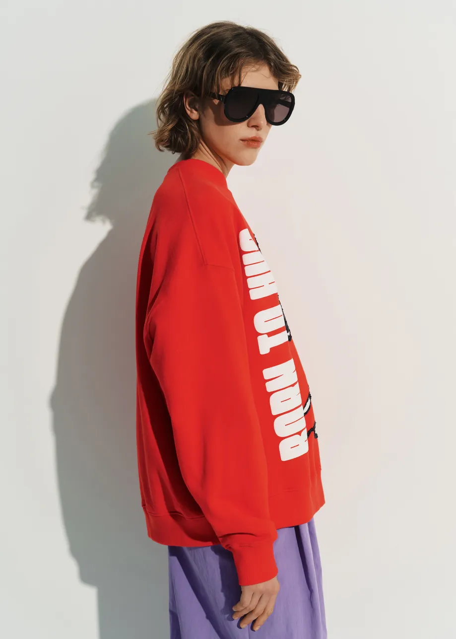 Red cotton sweatshirt with Peanuts™ Snoopy motif