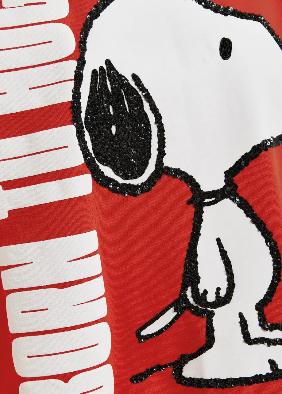 Red cotton sweatshirt with Peanuts™ Snoopy motif